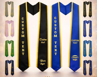 Custom Graduation Stole 2026 – Personalized Sash with Name & Logo – College Graduation Stole, Custom Name and Logo Sash, Senior Stole Gift