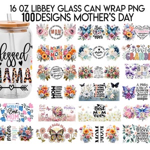 Mais de 130 designs Blessed Mama 16oz Libbey Glass Can, Mama Butterfly Flower Frosted Glass, Mom Mode Libbey Cup, download digital para o dia das mães