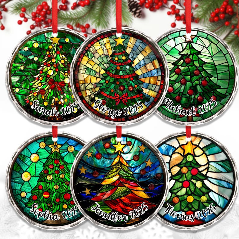 Personalized Stained Glass Christmas Ornament 2026 – Custom Name ...