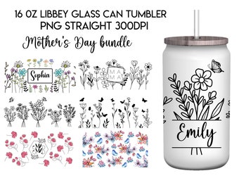 Wildblumen Glasdose Png, Mama Blume Glasdose, Schmetterling Wildblume Png, Blumenbecher Png, Muttertag Libbey 16 oz Glasdose wickeln