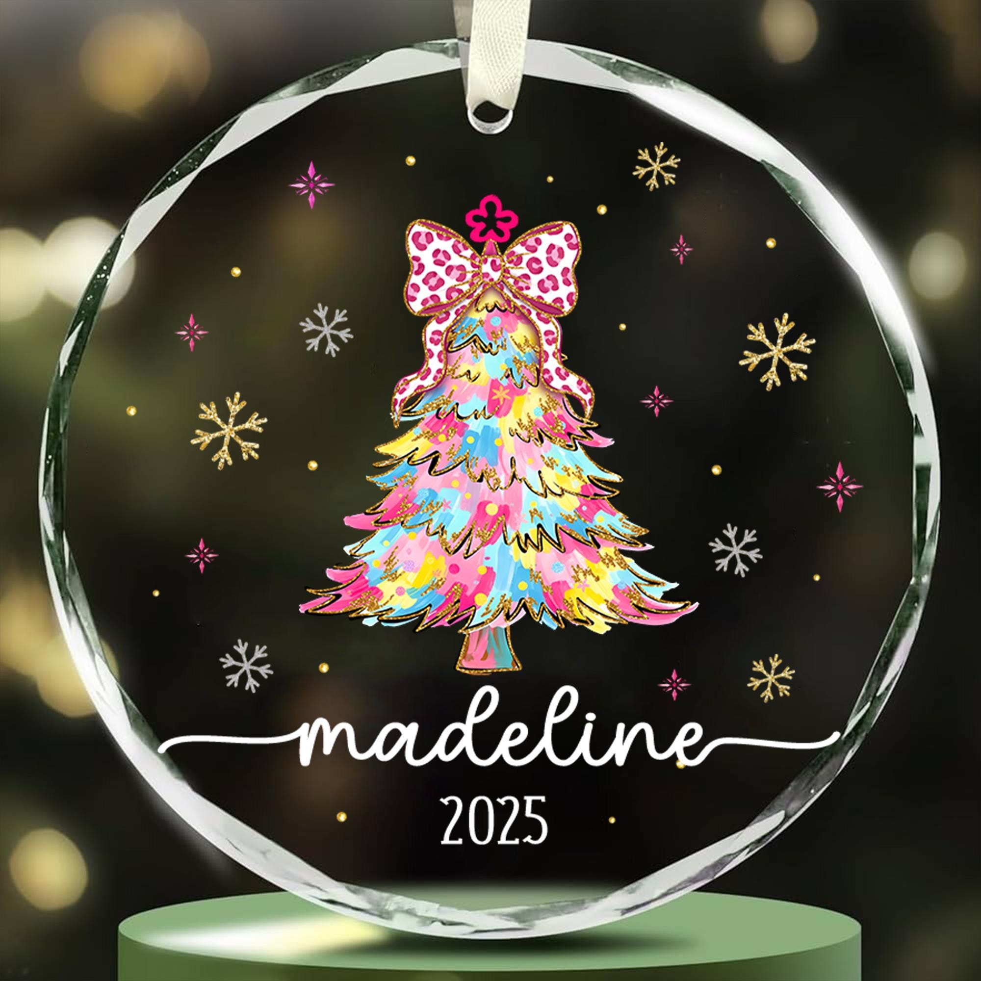 Personalized Christmas Tree Ornament 2026 – Custom Name Glass Ornament ...