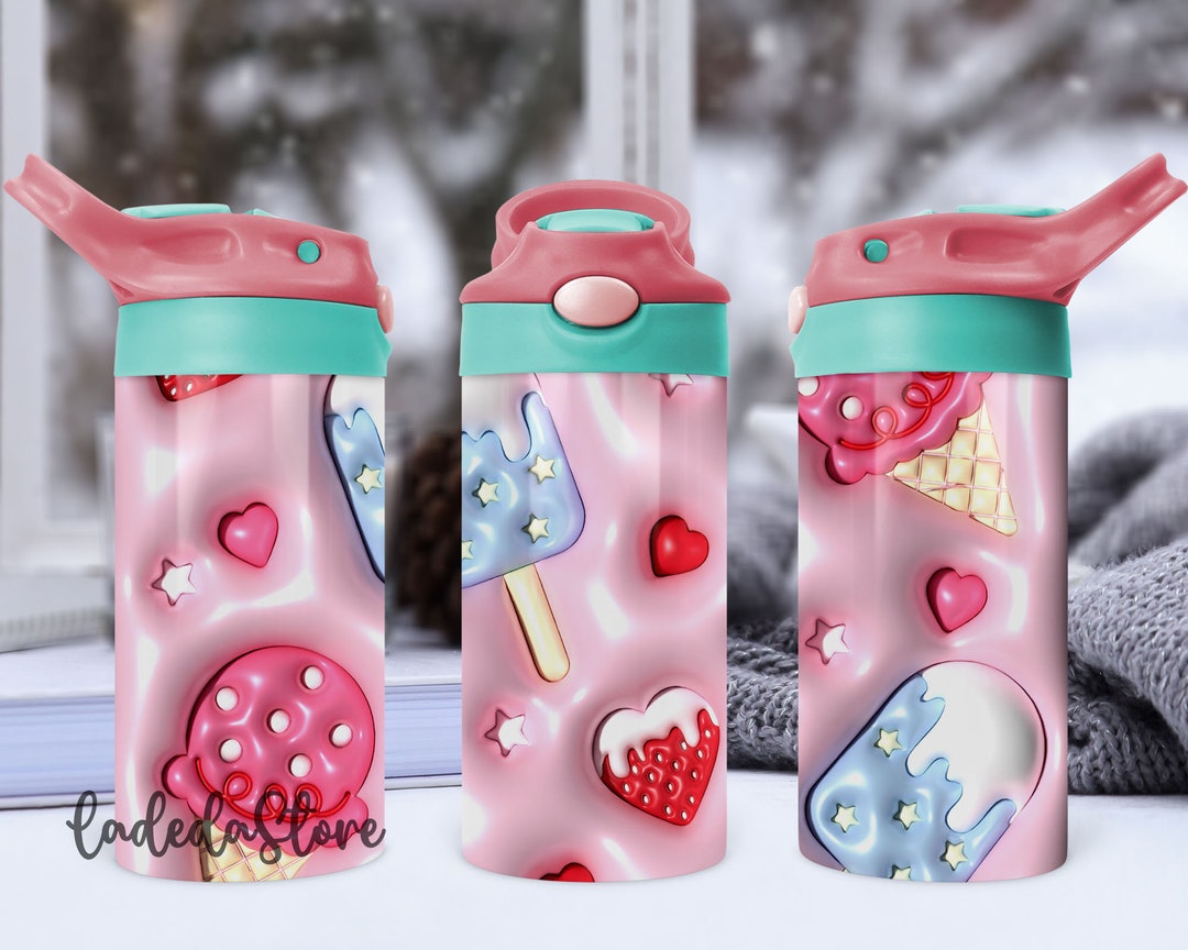 3D Ice Cream Sippy Cup 12oz Tumbler Wrap, Kid's 3D Ice Cream Tumbler