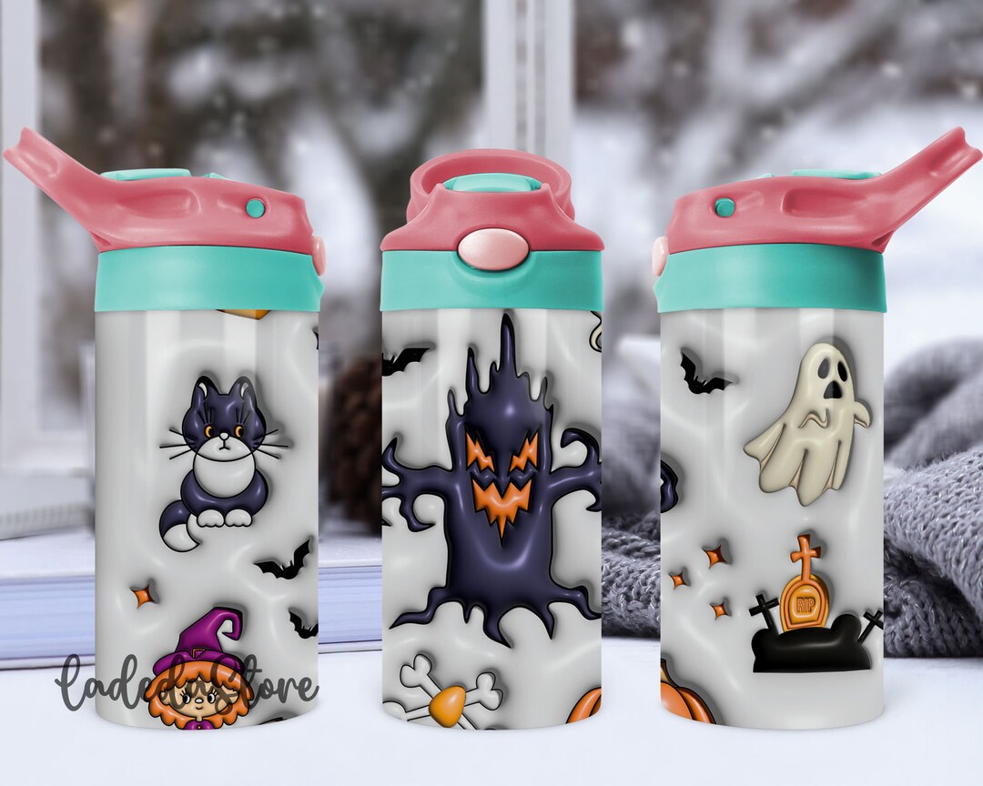 3D Inflated Cute Halloween Sippy Cup 12oz Tumbler Wrap, Halloween Boo