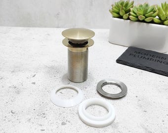 Solid Brass Pop Up Sink Drain | Bathroom & Kitchen Brass Drain Stopper