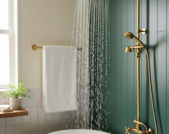 Unlacquered Brass ShowerHead with Handheld Shower