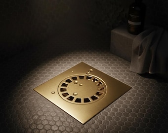 Unlacquered Brass Square Shower Drain, Solid Brass Floor drain