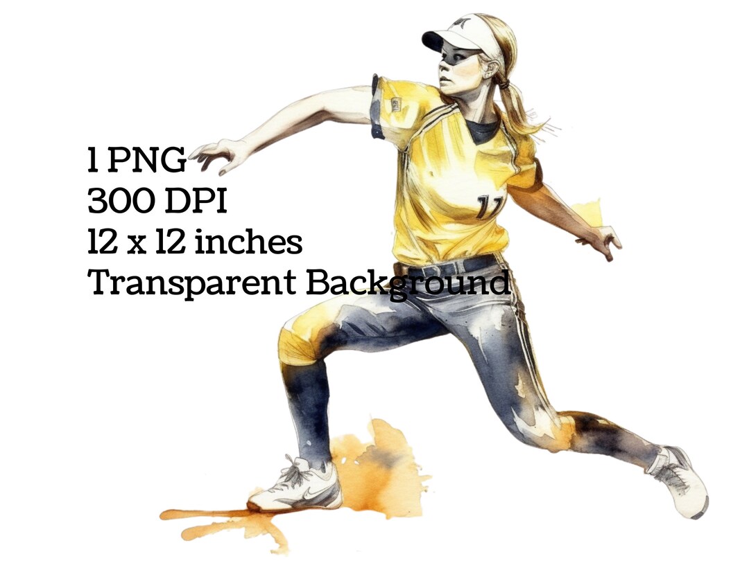 Watercolor Softball Clipart Png Softball Pitcher Softball Etsy