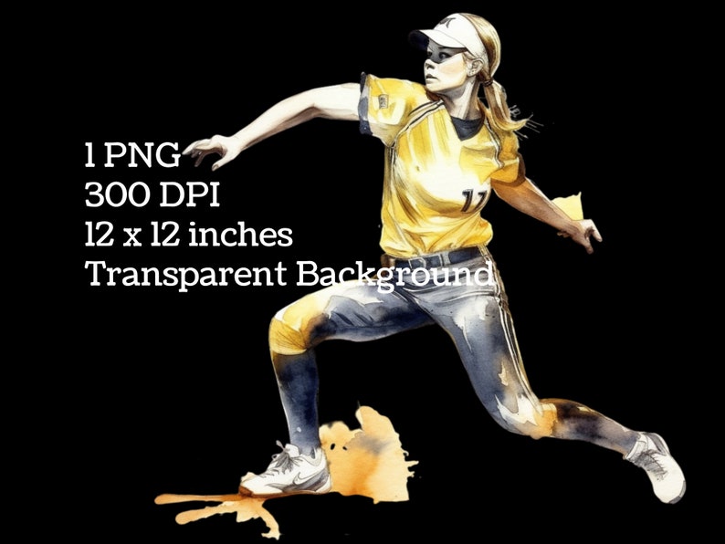 Watercolor Softball Clipart Png Softball Pitcher Softball Etsy