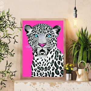 Leopard Wall art, Pop Art Leopard Cheetah Poster, Big Cat Print, Wall Art Print, Pink Cheetah Leopard art, Leopard Print, Animal Wall Art