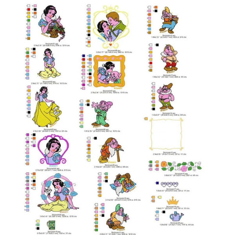 30 Snow White Embroidery Designs, Machine Embroidery Designs,5 Formats ...