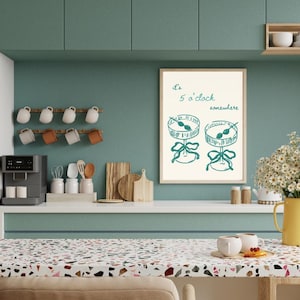 Salie groen en wit cocktailuurtje digitale print, It's 5 o'clock Somewhere digitale print muurkunst, barwagen kunst aan de muur, retro handgetekende kunst