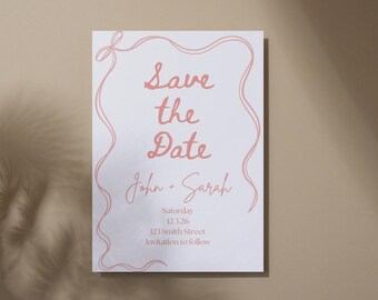 Blush Pink Wedding Save the Date Invitation Template (Digital Download)