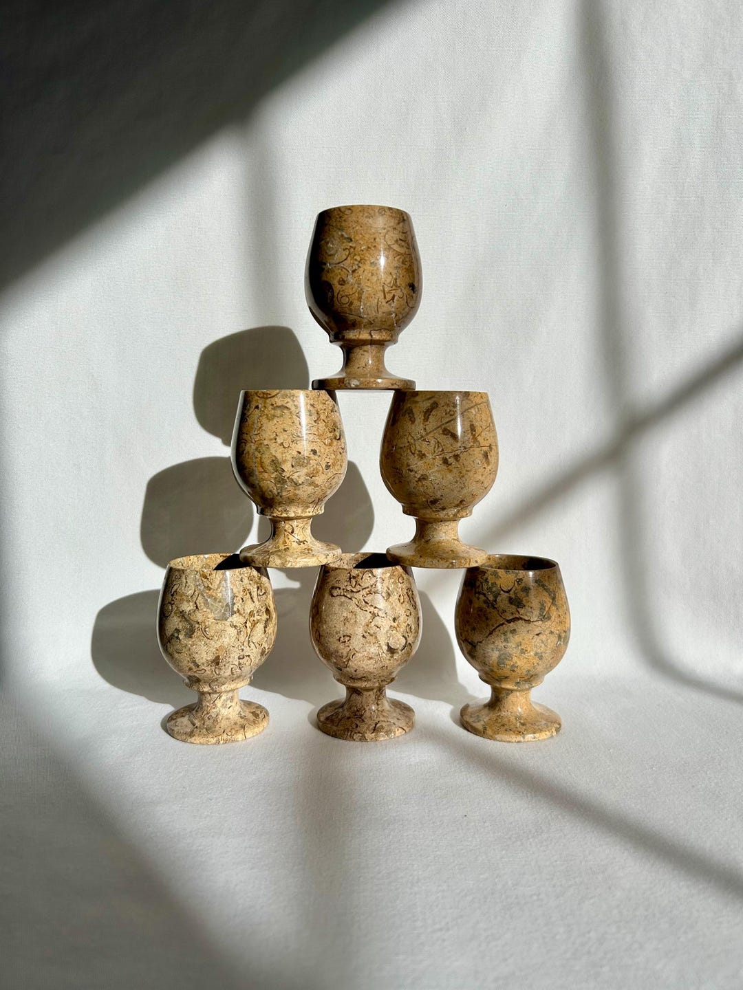Fossilized Stone Vintage Goblets | Set of 6 | Original Custom Case - Etsy