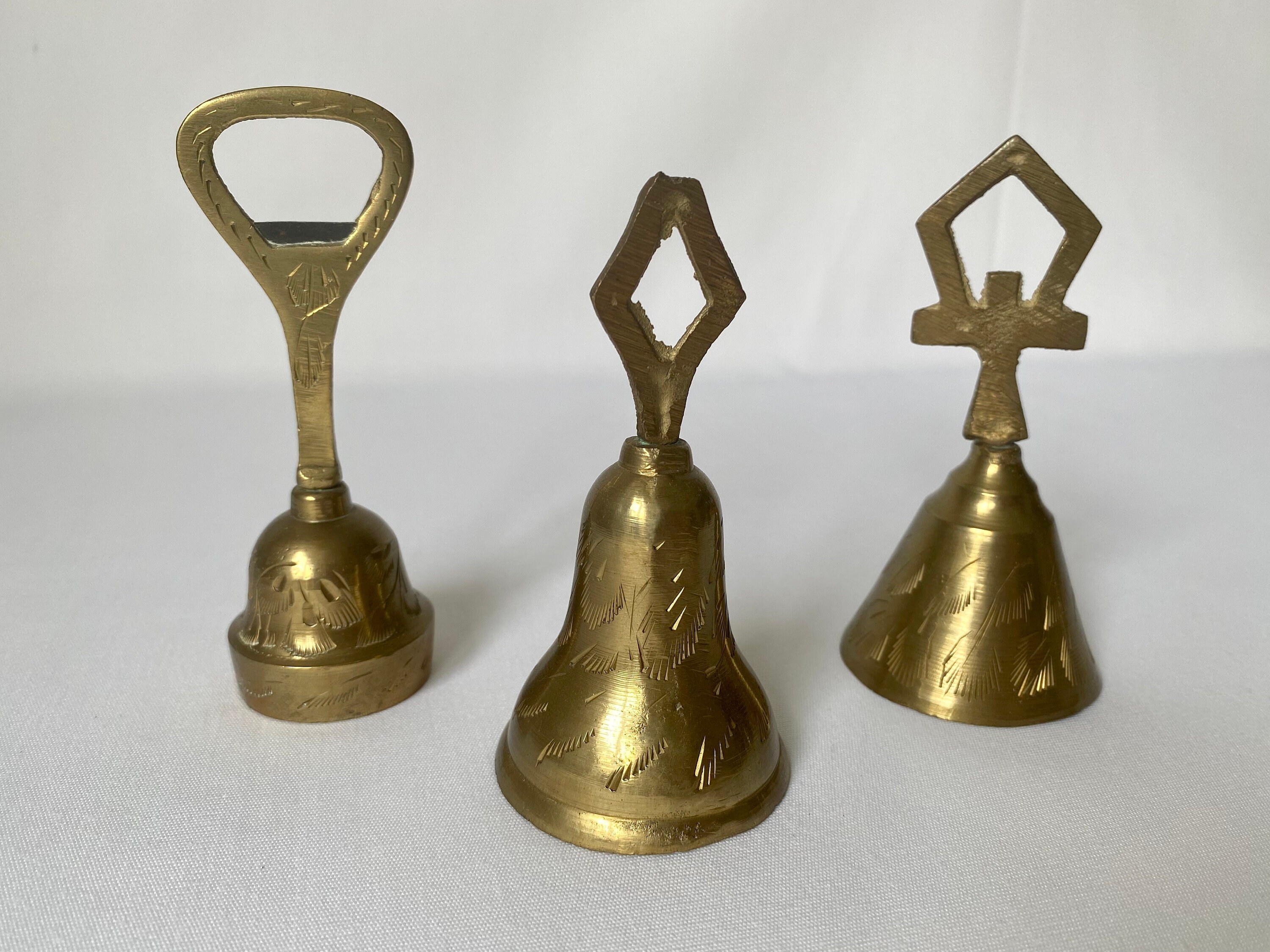 Brass Sleigh Bells D Ring, Scissor Clip or Door Hanger Large