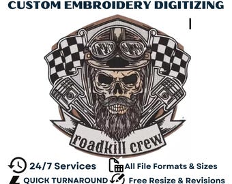 Écusson de motard Skull Angel : service de numérisation de broderie personnalisée