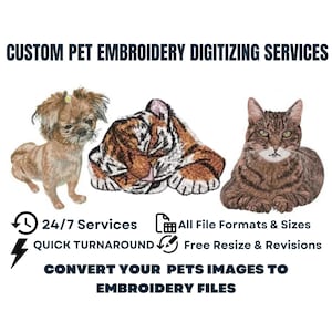 Custom Haustier Stickdatei Digitalisieren: Hund & Katze Digitalisiere Datei für Stickmaschine (PES, DST, EXP)