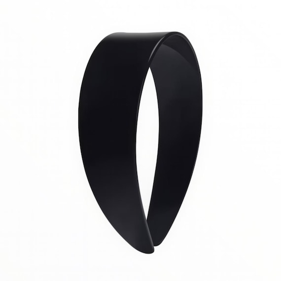 Black Acetate Wide Minimalist Headband Parcelona Chain Link Hair Band Cellulose Acetate Inner Teeth  main image 2
