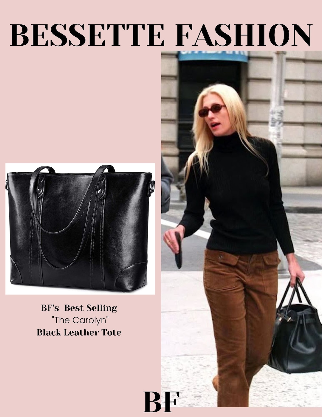 The Carolyn Tote Leather Tote Bag Carolyn Bessette Tote 