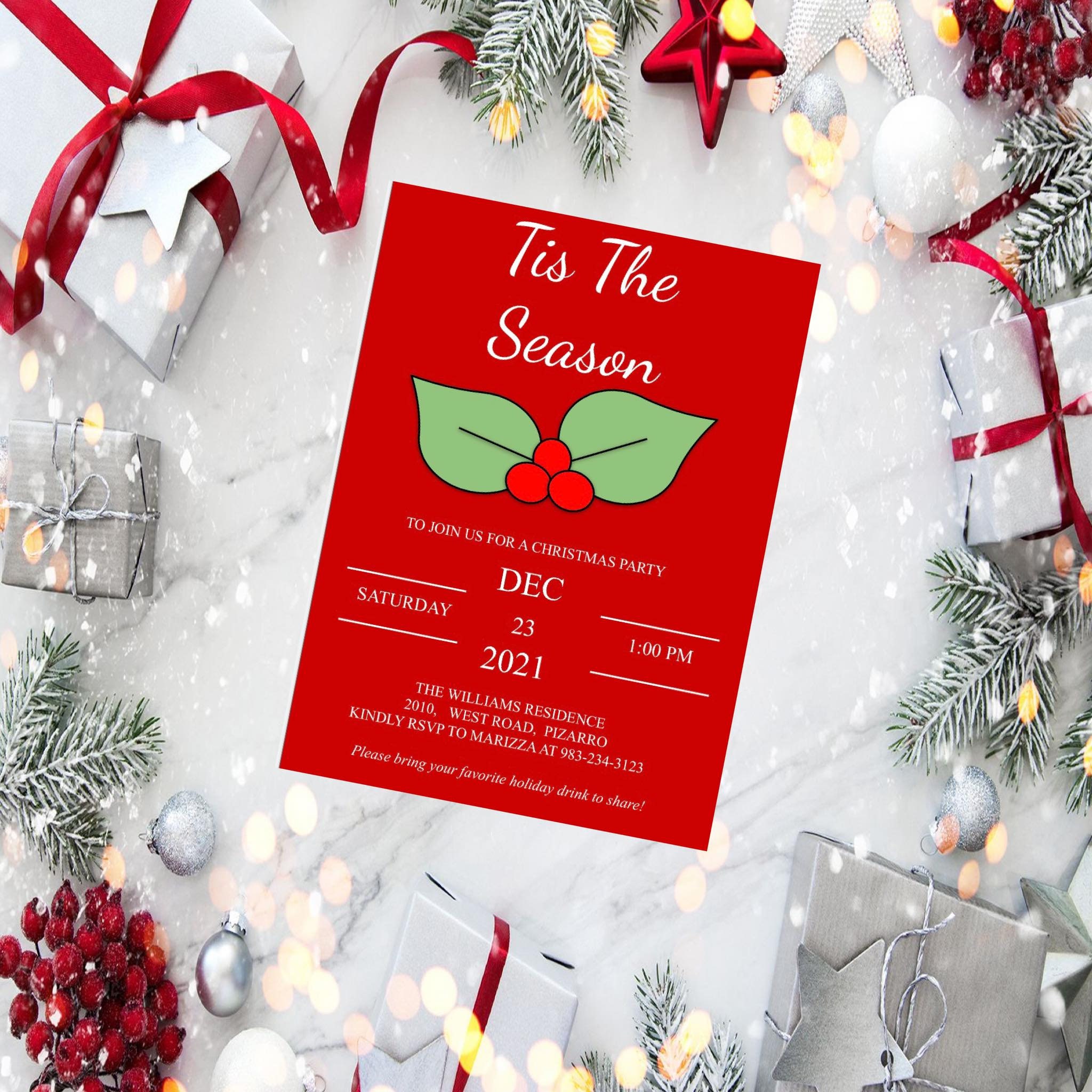 EDITABLE Christmas Party Invitation, Print at Home Holiday Party Invite