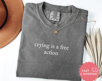 Comfort Colors® Crying Is a Free Action, DnD Lover Gift, Geek T-Shirt, Gamer Tee, Dungeon Master Humor, Dungeons and Dragons