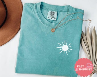Comfort Colors® Sunshine T-Shirts, Minimalist Sun Graphic, Sunny Day Vibes, Happy Summer T-shirts, Simple Sun Design Tees, Sun Lover Gift