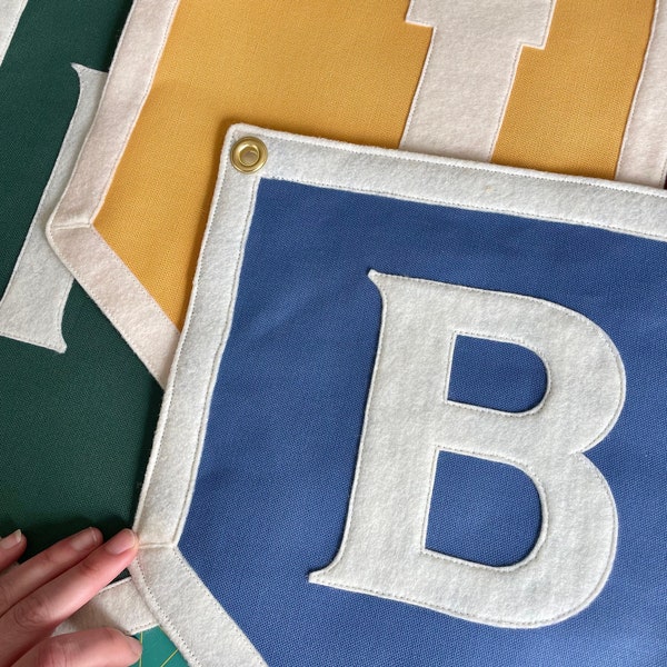 Custom Letter Camp Flag, Canvas and Felt Banner, Letter Banner, Letter Flag, Initial pennant