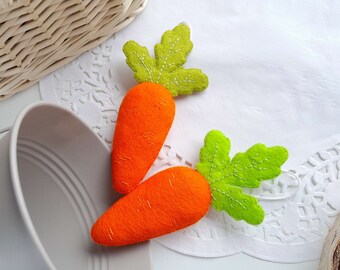 Set of 2 Carrot Easter decor, Easter tree ornaments, Felt vegetables, Easter hanging decorations, Easter gift for kids, Farmhouse Easter