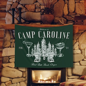 Camp Bachelorette Banner, Custom Tapestry Bachelorette Backdrop, Last Trail Before the Veil, Bachelorette Sign, Mountain Bachelorette