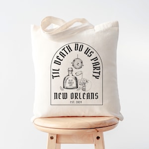 Halloween Bachelorette Tote Bags, Til Death Do us Party, RIP Single Life, Bride or Die, New Orleans Girls Trip, Spooky Bachelorette