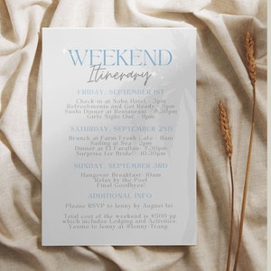 Coastal Cowgirl Bachelorette Invite, Coastal Grandmother Digital Invitation, Coastal Aesthetic Weekend Itinerary, Canva Template Editable image 3