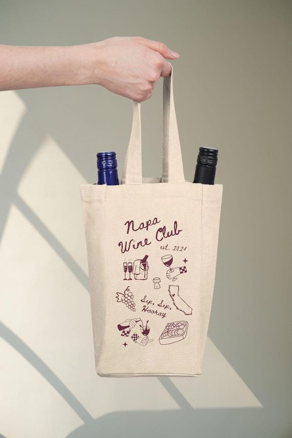 Custom Wine Tote, Double Wine Tote Bag, Vino Before Vows, Wine Bachelorette Favors, Wine Bottle Holder, Gift for Wine Lover