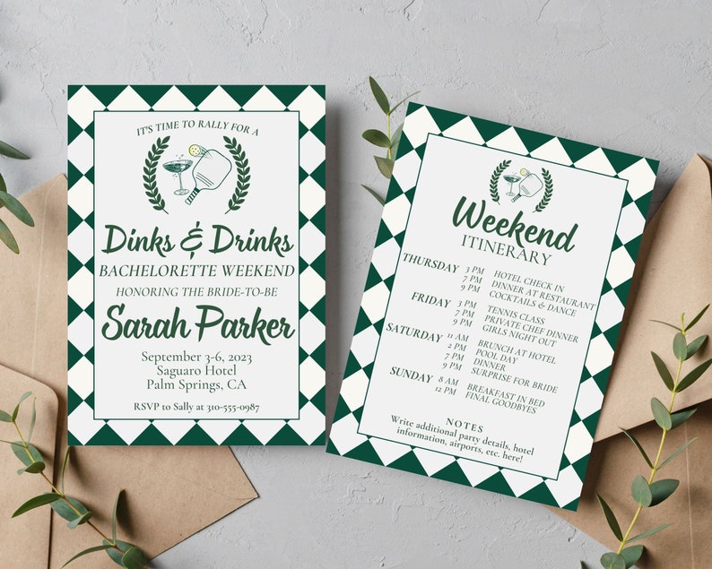 Bachelorette Itinerary Pickleball Party, Digital Pickleball Invitation, Pickleball Invite Template, Digital Itinerary Template image 5