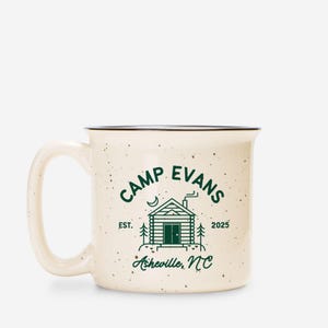 Speckled Camping Mug, Camp Bachelorette Favors, Coffee Wedding Favors, Stoneware Mug, Custom Camping Cup, Mountain Wedding, 13oz Ceramic Mug image 7