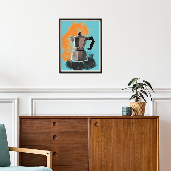 Bialetti Moka Express - Iconic Moka Pot Art - Classic Coffee Maker Print - Vintage-Inspired Wall Decor Digital Download