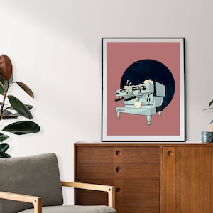 La Marzocco Linea Classic Print  - Digital Download File to Print - Pink Blue Coffee Art