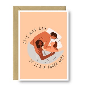 Not Gay - Polyamory, Digitale Grußkarte, Digital Download, Freundschaft Grußkarte, Dreier, Liebe, Lustig
