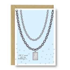 My Birthday - Grußkarte zum Geburtstag, Zwei Ketten Karte, Kette Silber, Geschenk für Ihn, Geschenk für Sie, Geburtstagswunsch