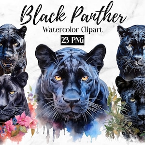 Black Panther Clipart - 23 High Quality PNGs - Digital Download - Card Making, Clip Art, Digital Paper Craft, Painting, Wild Animals Lovers