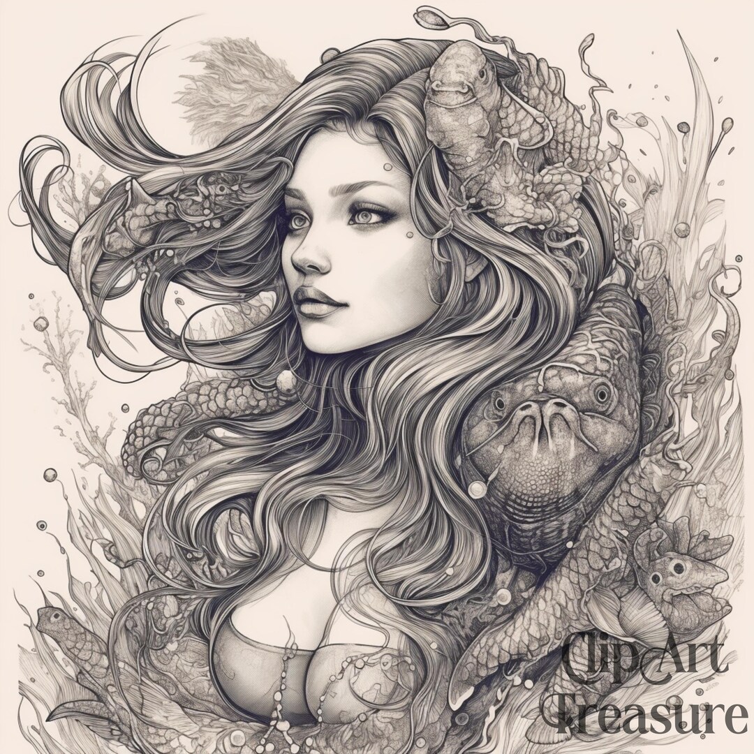 Beautiful Mermaid Digital Wall Art, Digital Downloads, Fantasy Mermaid Art, Mermaid JPG, Mermaid