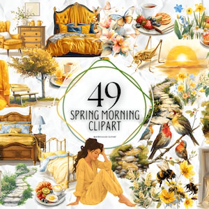Cozy Spring Morning clipart bundle,journaling , vintage, aesthetic, candle, flowers, transparent, cozy winter, cottagecore, instant download