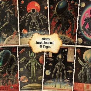 Watercolor Dark Aliens Journal Printable Page, Fantasy Horror Aliens ...