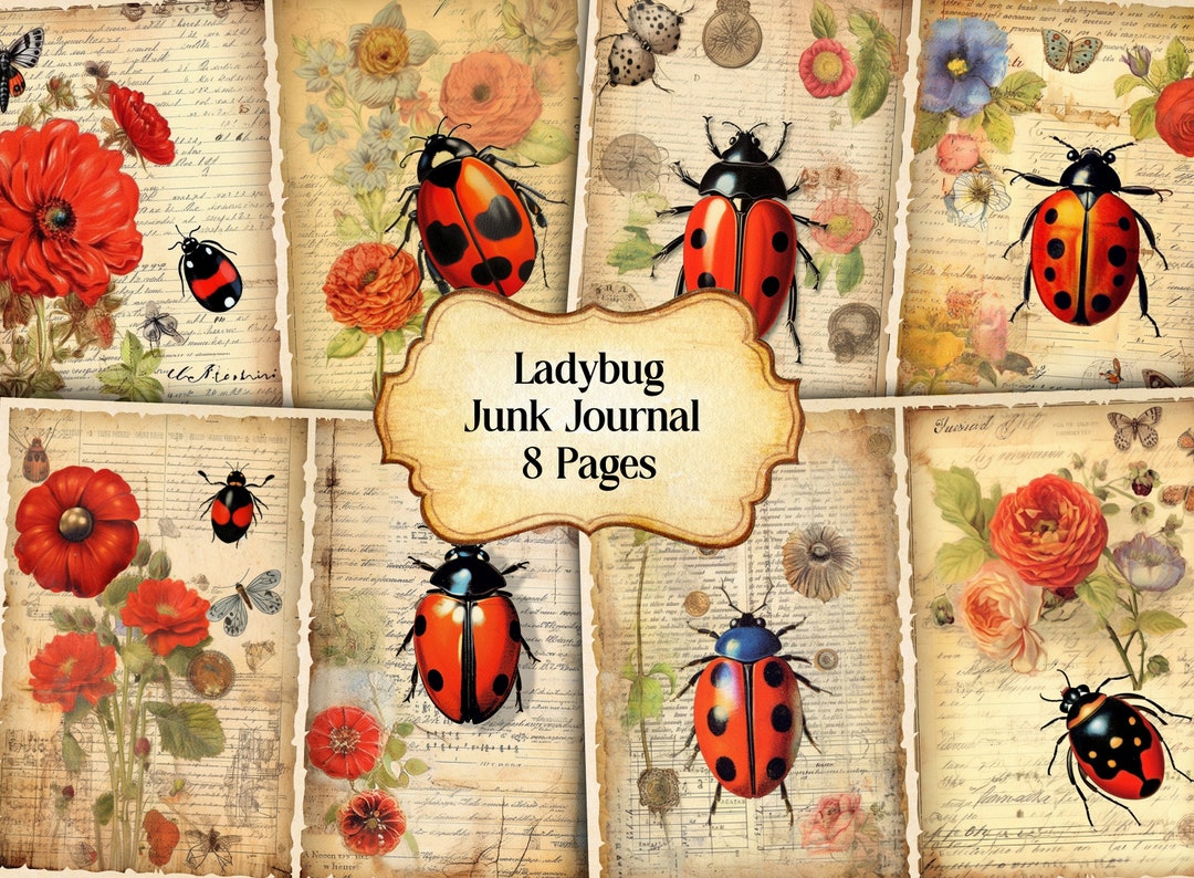 Watercolor Ladybug Junk Journal Printable Page, Ladybug Insect Junk ...