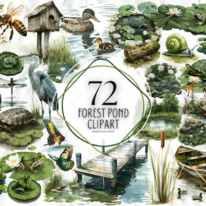 Vijver clipart. Meer clipart. Tuinclipart, PNG. zomerrust, lotus. scrapbooking, Digital Lake Digital Art aquarel. Gratis commercieel gebruik.