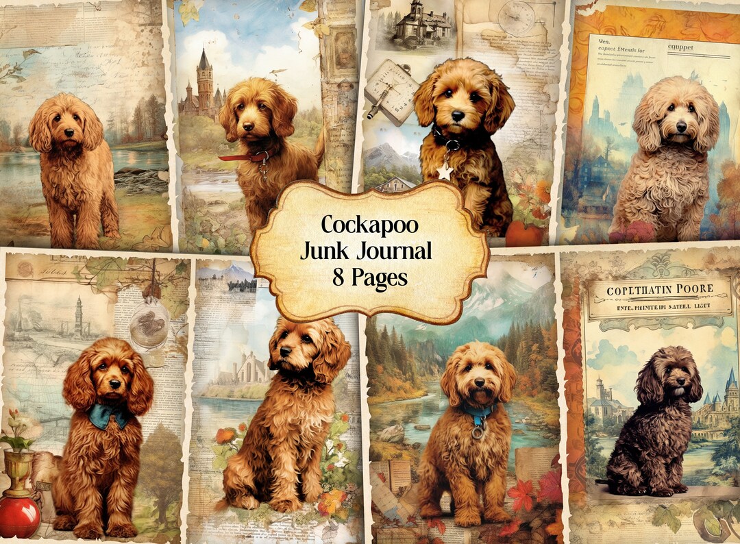 Watercolor Cockapoo Junk Journal Printable Page, Cockapoo Dog Junk ...