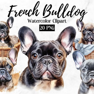 French Bulldog Clipart | Dog PNG | Watercolor Dog Clipart | Dog Portrait | Frenchie Mom Gift | Puppy Images | Nursery Wall Art