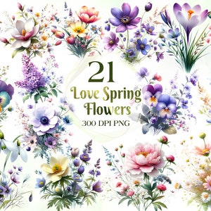 Clipart De Flores De Primavera Em Aquarela Flores Silvestres Flores De Primavera PNG Buquê De Flores Em Aquarela Clipart Floral Primavera PNG Clipart De Flores Em Aquarela