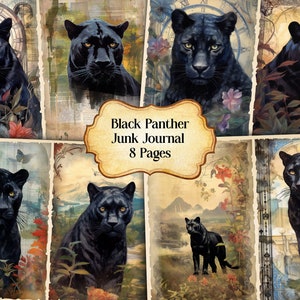Watercolor Black Panther Junk Journal Printable Page, Black Panther Junk Journal,Junk Journal Paper Digital Collage Sheet, Instant Download