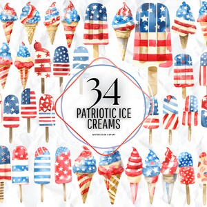 4th of July Clipart Ice Cream Clipart Ice Cream Png Summer Clipart 4th of July Png | Patriot USA Watercolor popsicle clipart, Clip Art