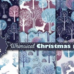 Pacote de papel digital de Natal sem costura, padrão sem costura de férias de inverno, fundo de textura festiva de Natal, papéis de scrapbook vermelhos e verdes