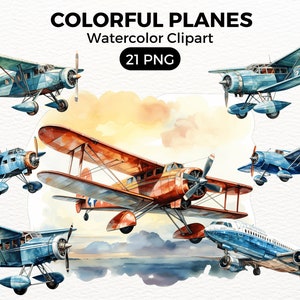 Clipart avions, clipart biplan, clipart avion rétro, clipart avion léger, vecteur, illustration pour téléchargement immédiat, usage commercial gratuit